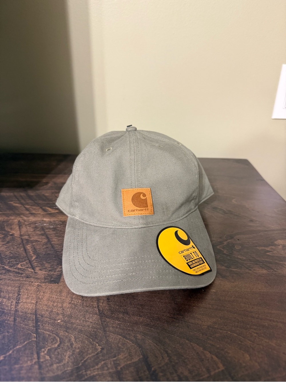 Carhartt Olive Canvas Patch Cap with Tan Leather Logo